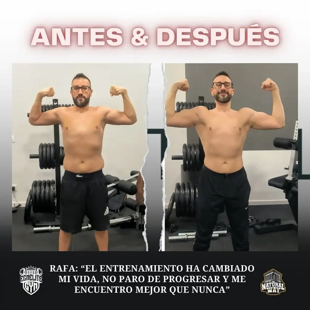 Antes y después de Rafa, cliente de Víctor Córdoba entrenador-personal en Quart de Poblet, Valencia